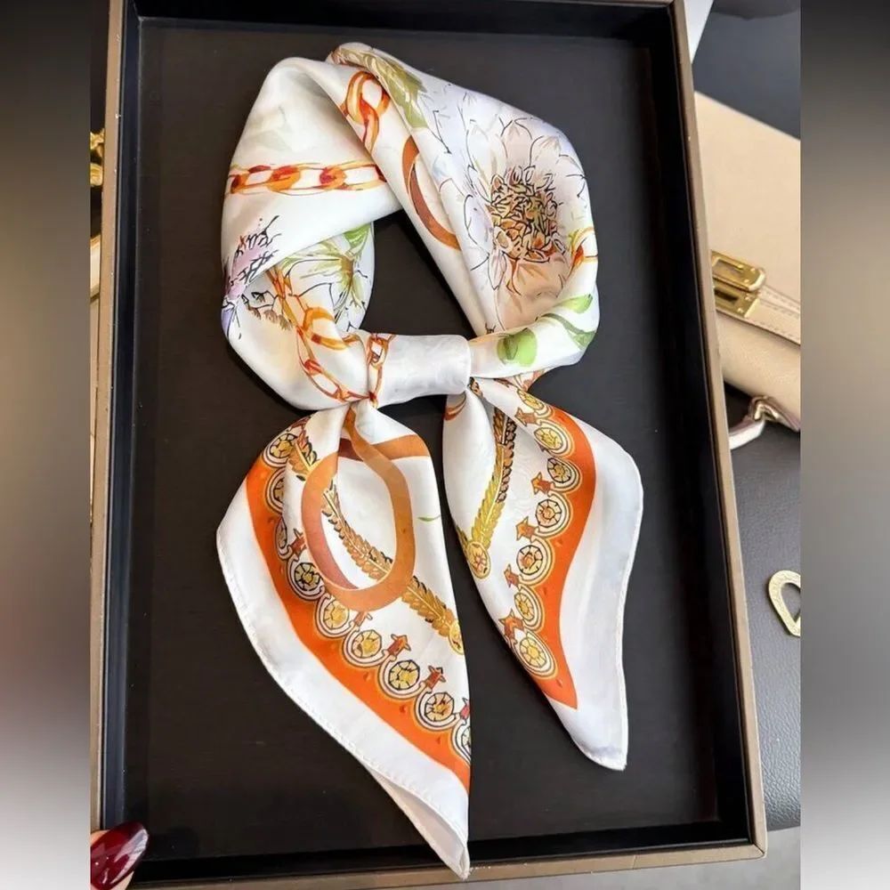 Floral orange scarf N1371